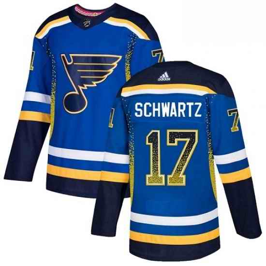 Mens Adidas St Louis Blues #17 Jaden Schwartz Authentic Blue Drift Fashion NHL Jersey->st.louis blues->NHL Jersey