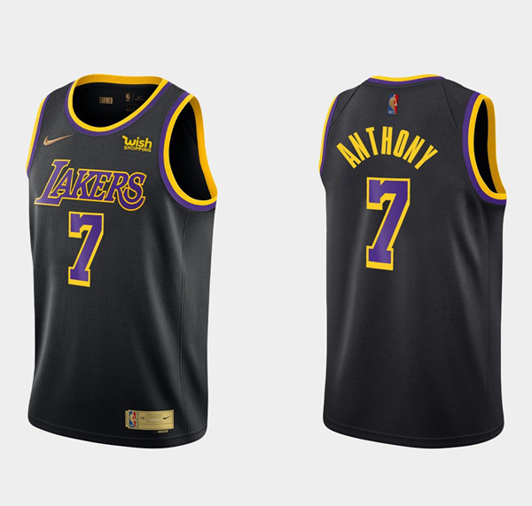 Men's Los Angeles Lakers #7 Carmelo Anthony Balck Earned Edition Stitched NBA Jersey->->NBA Jersey
