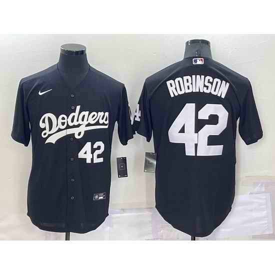 Men Los Angeles Dodgers #42 Jackie Robinson Black Cool Base Stitched Jersey->los angeles dodgers->MLB Jersey