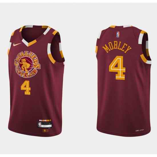 Men Cleveland Cavaliers #4 Evan Mobley Wine Red 2021 2022 75th Anniversary City Edition Swingman Stitched Jersey->cleveland cavaliers->NBA Jersey