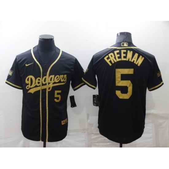 Men's Los Angeles Dodgers #5 Freddie Freeman Black Gold Stitched MLB Cool Base Nike Jersey->los angeles angels->MLB Jersey