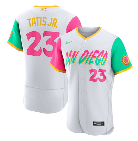 Men's San Diego Padres #23 Fernando Tatis Jr. White 2022 City Connect Flex Base Stitched Baseball Jersey->san diego padres->MLB Jersey