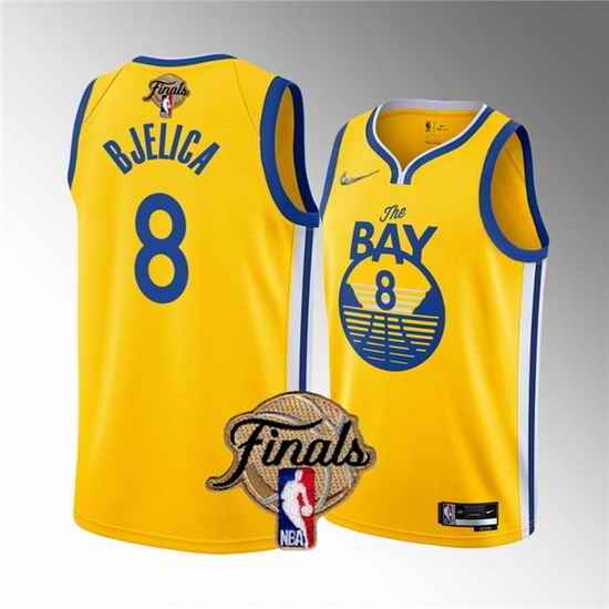 Men Golden State Warriors #8 Nemanja Bjelica 2022 Yellow NBA Finals Stitched Jersey->golden state warriors->NBA Jersey