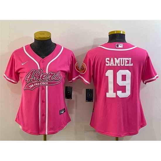 Women San Francisco 49ers #19 Deebo Samuel Pink With Patch Cool Base Stitched Baseball Jersey->women nfl jersey->Women Jersey