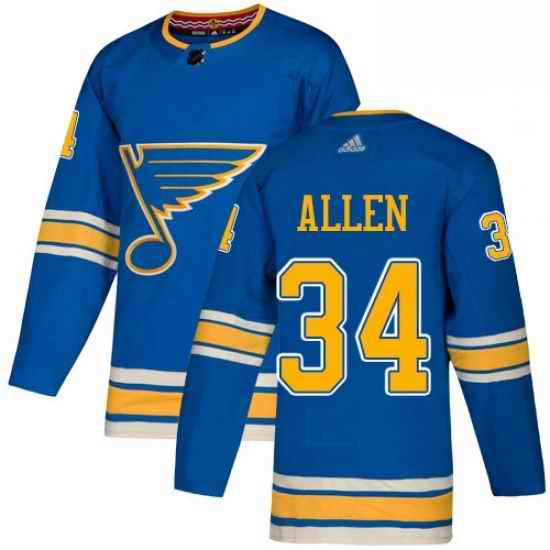 Mens Adidas St Louis Blues #34 Jake Allen Blue Alternate Authentic Stitched NHL Jersey->st.louis blues->NHL Jersey