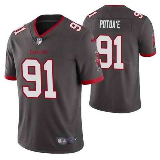 Men Tampa Bay Buccaneers #91 Benning Potoa Grey Vapor Untouchable Limited Stitched Jersey->tampa bay buccaneers->NFL Jersey