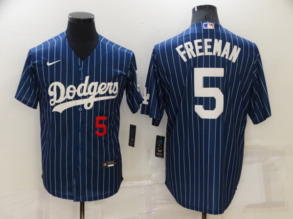 Men's Los Angeles Dodgers #5 Freddie Freeman Navy Cool Base Stitched Jersey->cleveland browns->NFL Jersey