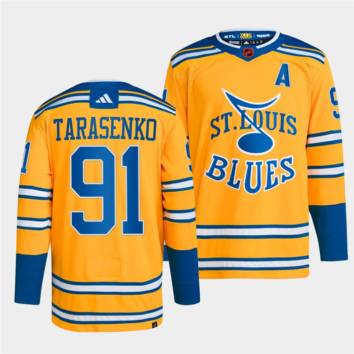 Men's St. Louis Blues #91 Vladimir Tarasenko Yellow 2022-23 Reverse Retro Stitched Jersey->customized nba jersey->Custom Jersey