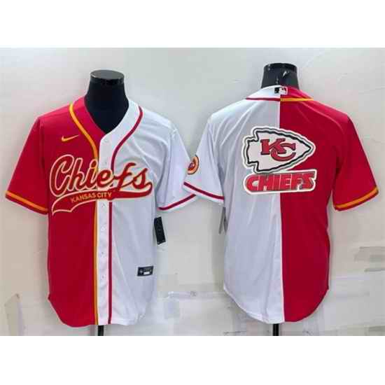 Men Kansas City Chiefs Red White Team Big Logo With Patch Cool Base Stitched Baseball Jersey->kansas city chiefs->NFL Jersey