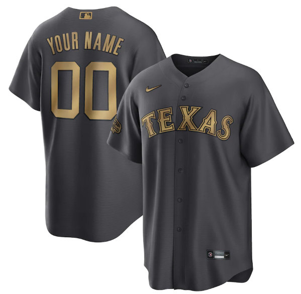 Men's Texas Rangers Active Player Custom Charcoal 2022 All-Star Cool Base Stitched Baseball Jersey->tampa bay rays->MLB Jersey