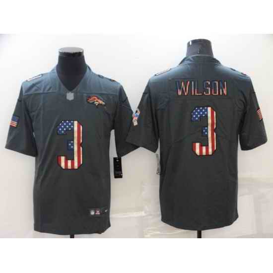 Men's Denver Broncos #3 Russell Wilson Grey Salute To Service USA Flag Fashion Limited Stitched Jersey->los angeles chargers->NFL Jersey