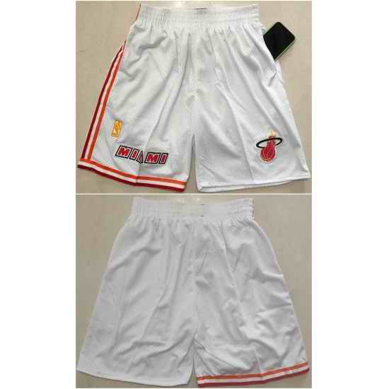 Men Miami Heat White Shorts Run Small->->