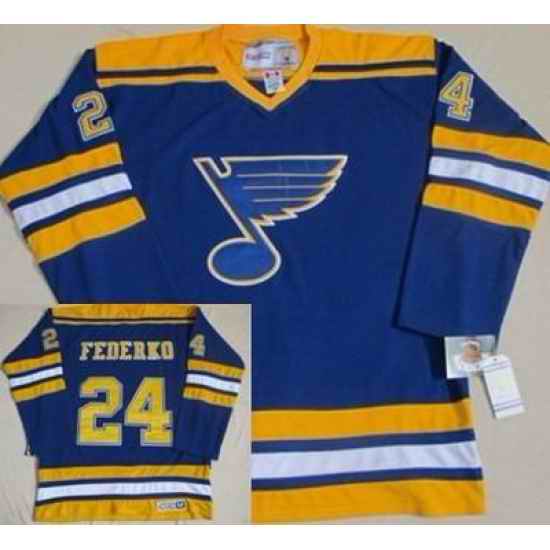 St.Louis Blues #24 Bernie Federko Blue Throwback CCM Jersey->st.louis blues->NHL Jersey