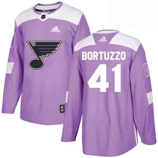 Mens Adidas St Louis Blues #41 Robert Bortuzzo Authentic Purple Fights Cancer Practice NHL Jersey->st.louis blues->NHL Jersey