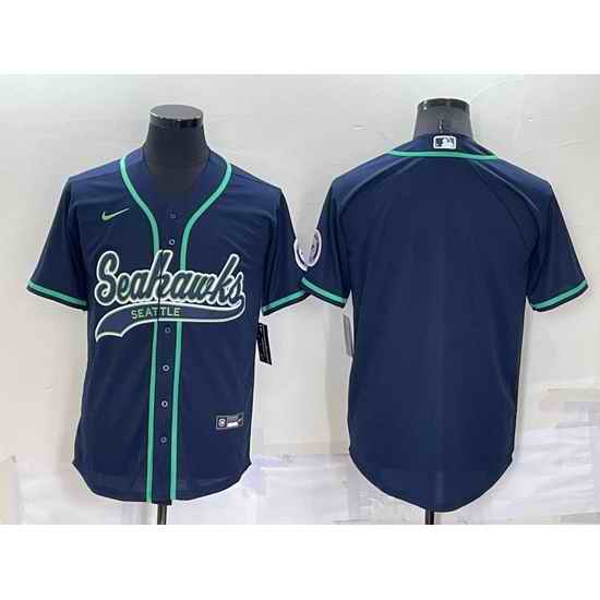 Men Seattle Seahawks Blank Navy Cool Base Stitched Baseball Jersey->san francisco 49ers->NFL Jersey