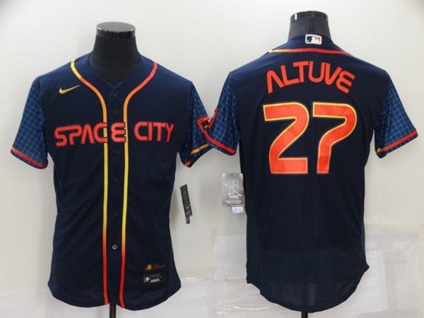 Men's Houston Astros #27 Jose Altuve 2022 Navy City Connect Flex Base Stitched Baseball Jersey->atlanta braves->MLB Jersey