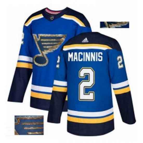 Mens Adidas St Louis Blues #2 Al Macinnis Authentic Royal Blue Fashion Gold NHL Jersey->st.louis blues->NHL Jersey