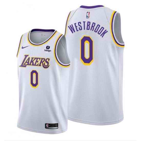 Men Los Angeles Lakers #0 Russell Westbrook Bibigo White Stitched Basketball Jersey->chicago bulls->NBA Jersey