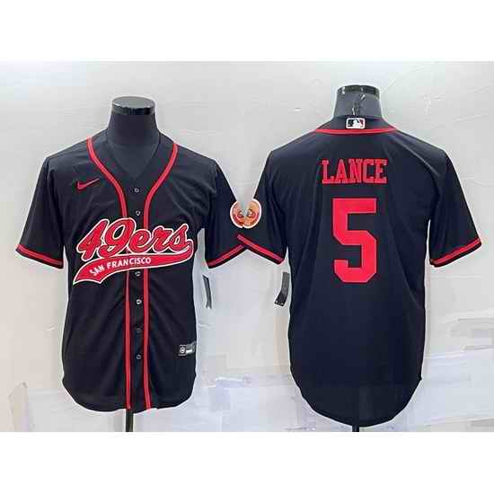Men San Francisco 49ers #5 Trey Lance Black Cool Base Stitched Baseball Jersey->new orleans saints->NFL Jersey