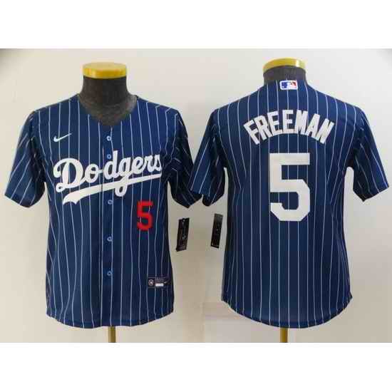 Youth Los Angeles Dodgers #5 Freddie Freeman Blue Stitched Jersey->youth mlb jersey->Youth Jersey