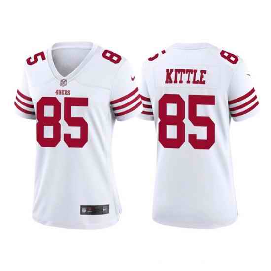 Women San Francisco 49ers #85 George Kittle White Stitched Jersey->women nfl jersey->Women Jersey