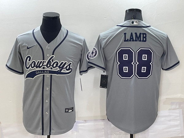 Men's Dallas Cowboys #88 CeeDee Lamb Grey Cool Base Stitched Baseball Jersey->dallas cowboys->NFL Jersey