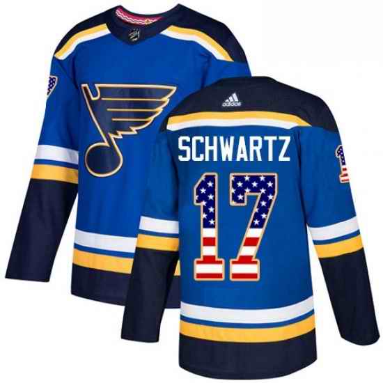 Mens Adidas St Louis Blues #17 Jaden Schwartz Authentic Blue USA Flag Fashion NHL Jersey->st.louis blues->NHL Jersey