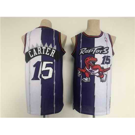 Men Toronto Raptors #15 Vince Carter White Purple Splite Basketball Jersey->houston rockets->NBA Jersey