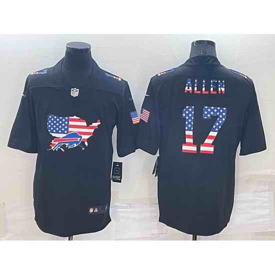 Men Buffalo Bills #17 Josh Allen Black USA Flag Limited Stitched Jersey->kansas city chiefs->NFL Jersey