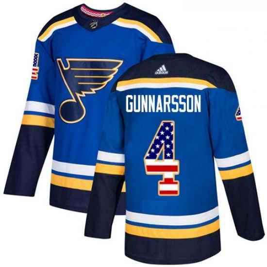 Youth Adidas St Louis Blues #4 Carl Gunnarsson Authentic Blue USA Flag Fashion NHL Jersey->youth nhl jersey->Youth Jersey
