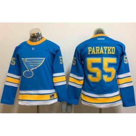 Blues #55 Colton Parayko Light Blue 2017 Winter Classic Womens Stitched NHL Jersey->women nhl jersey->Women Jersey
