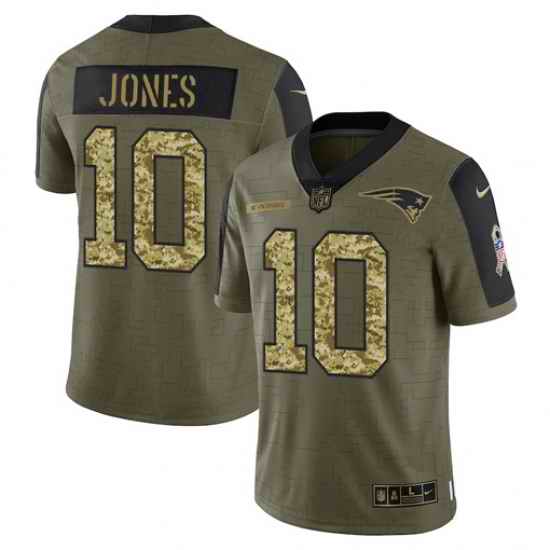 Men New England Patriots #10 Mac Jones 2021 Salute To Service Olive Camo Limited Stitched Jersey->new orleans saints->NFL Jersey