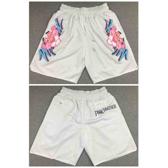 Men Miami Heat White Pink Panther Shorts Run Small->->