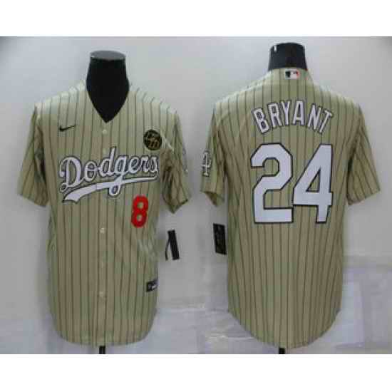 Men's Los Angeles Dodgers #8 #24 Kobe Bryant Cream Pinstripe Stitched MLB Cool Base Nike Jersey->los angeles dodgers->MLB Jersey