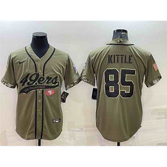 Men San Francisco 49ers #85 George Kittle 2022 Olive Salute To Service Cool Base Stitched Baseball Jersey->san francisco 49ers->NFL Jersey