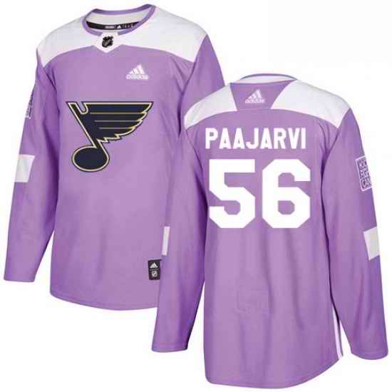 Mens Adidas St Louis Blues #56 Magnus Paajarvi Authentic Purple Fights Cancer Practice NHL Jersey->st.louis blues->NHL Jersey