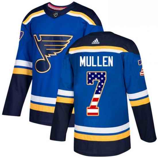 Mens Adidas St Louis Blues #7 Joe Mullen Authentic Blue USA Flag Fashion NHL Jersey->st.louis blues->NHL Jersey