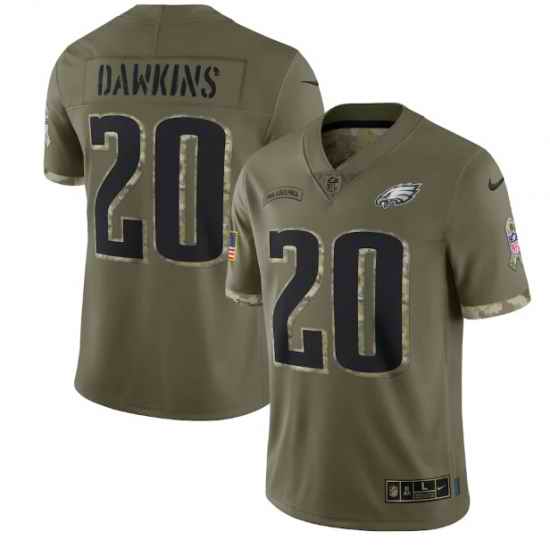 Men Philadelphia Eagles #20 Brian Dawkins Olive 2022 Salute To Service Limited Stitched Jersey->philadelphia eagles->NFL Jersey