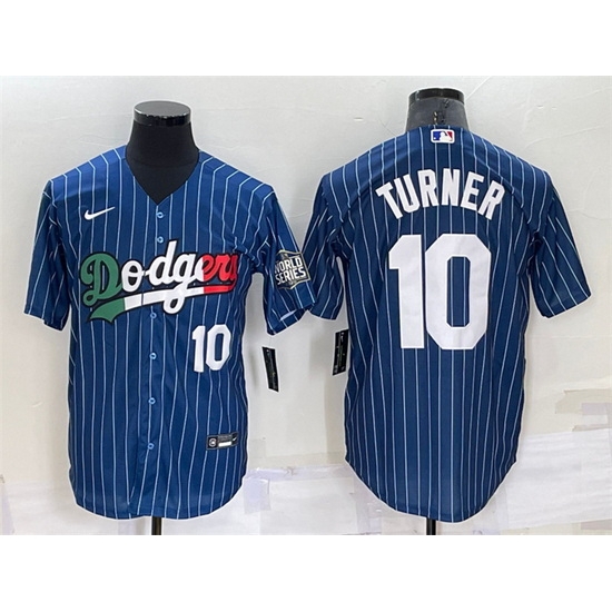 Men Los Angeles Dodgers #10 Justin Turner Navy Mexico Cool Base Stitched Baseball Jersey->los angeles dodgers->MLB Jersey