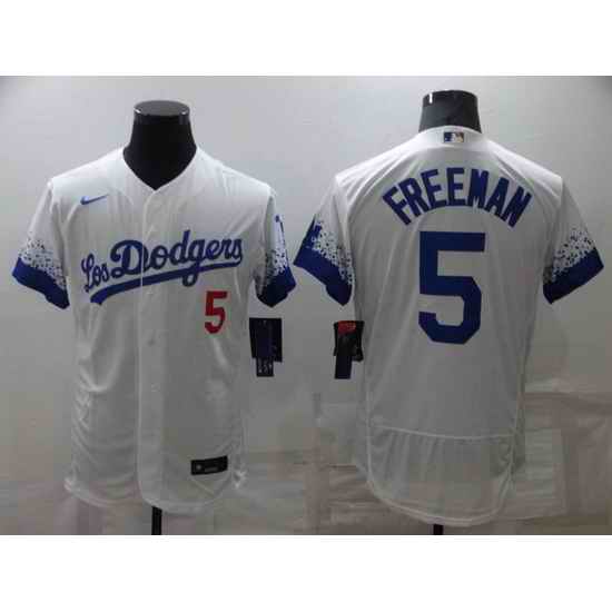 Men Los Angeles Dodgers #5 Freddie Freeman White City Connect Flex Base Stitched jersey->los angeles dodgers->MLB Jersey