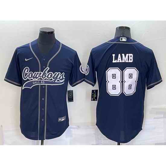Men Dallas Cowboys #88 CeeDee Lamb Navy Cool Base Stitched Baseball Jersey->detroit lions->NFL Jersey