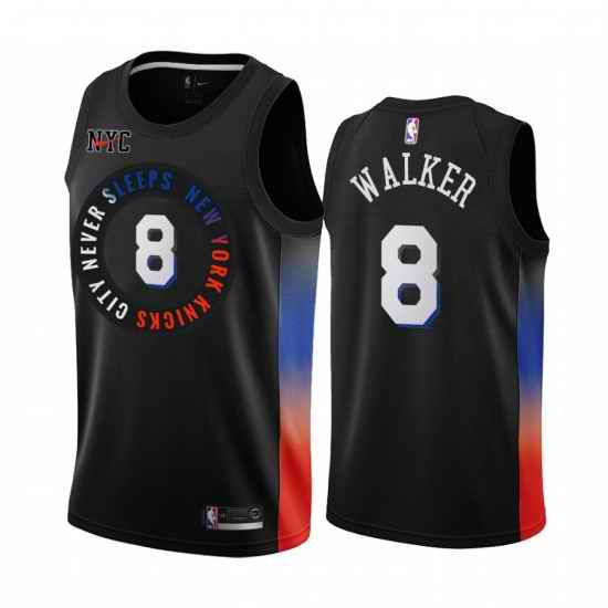 Nike New York Knicks #8 Kemba Walker Black NBA Swingman 2020 21 City Edition Jersey->chicago bulls->NBA Jersey