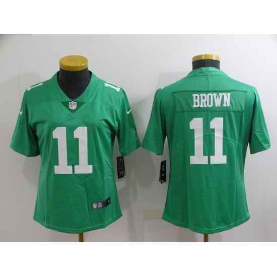 Women Philadelphia Eagles #11 A  J  Brown Green Vapor Untouchable Limited Stitched Football Jersey 28Run Small 2->women nfl jersey->Women Jersey