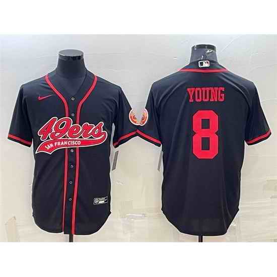 Men San Francisco 49ers #8 Steve Young Black With Patch Cool Base Stitched Baseball JerseyS->san francisco 49ers->NFL Jersey