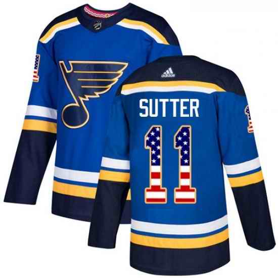 Youth Adidas St Louis Blues #11 Brian Sutter Authentic Blue USA Flag Fashion NHL Jersey->youth nhl jersey->Youth Jersey