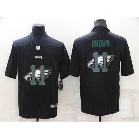 Men Philadelphia Eagles #11 A J Brown Black Shadow Logo Limited Stitched Jerse->philadelphia eagles->NFL Jersey