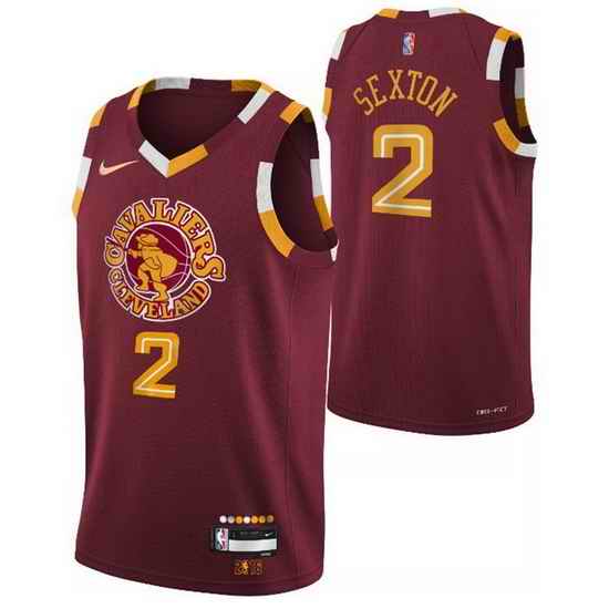 Men's Cleveland Cavaliers #2 Collin Sexton Red 2021 2022 75th Anniversary City Edition Swingman Stitched Jersey->cleveland cavaliers->NBA Jersey