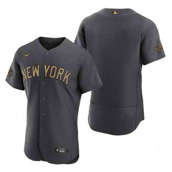 Men New York Yankees Blank 2022 All Star Charcoal Flex Base Stitched Baseball Jersey->minnesota twins->MLB Jersey