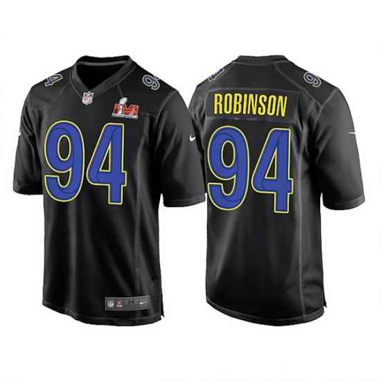 Men Los Angeles Rams #94 A 27Shawn Robinson 2022 Black Super Bowl LVI Game Stitched Jersey->cincinnati bengals->NFL Jersey