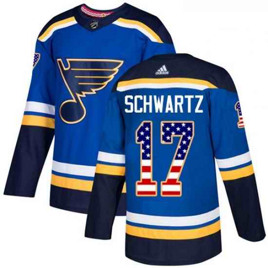 Youth Adidas St Louis Blues #17 Jaden Schwartz Authentic Blue USA Flag Fashion NHL Jersey->youth nhl jersey->Youth Jersey